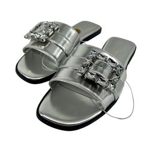 Elegant Silver Women's Slide Sandals